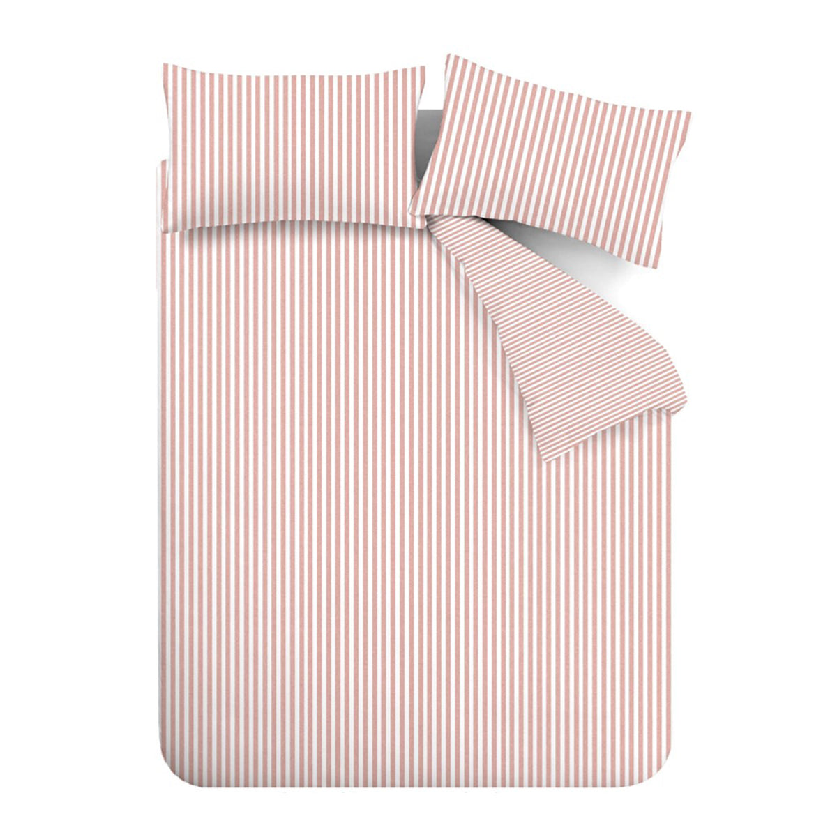 Stripe Blush Pink Duvet Set Brushed Cotton