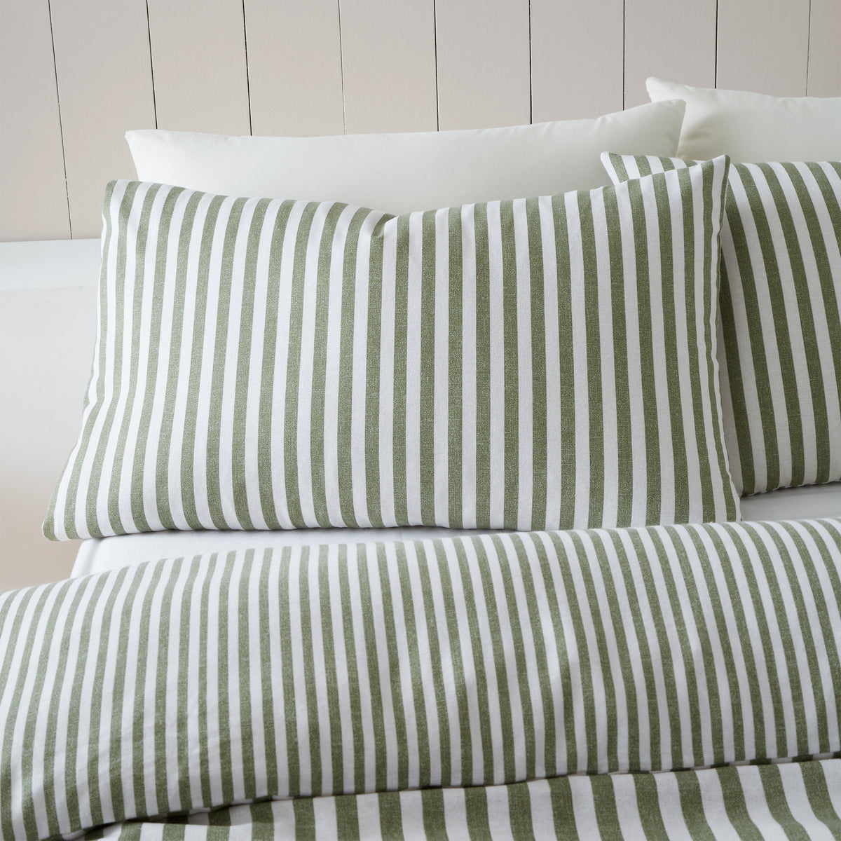 Stripe Green Duvet Set Brushed Cotton