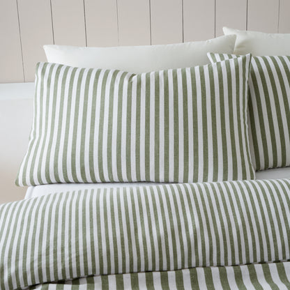 Stripe Green Duvet Set Brushed Cotton