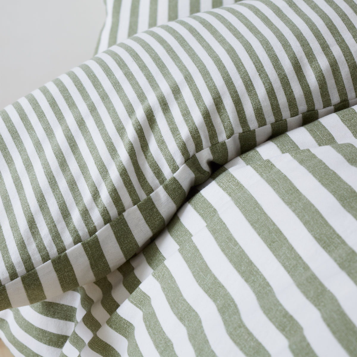 Stripe Green Duvet Set Brushed Cotton