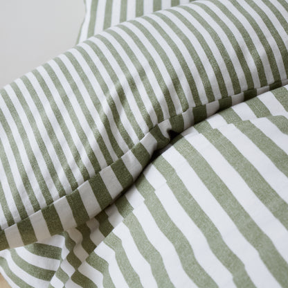 Stripe Green Duvet Set Brushed Cotton