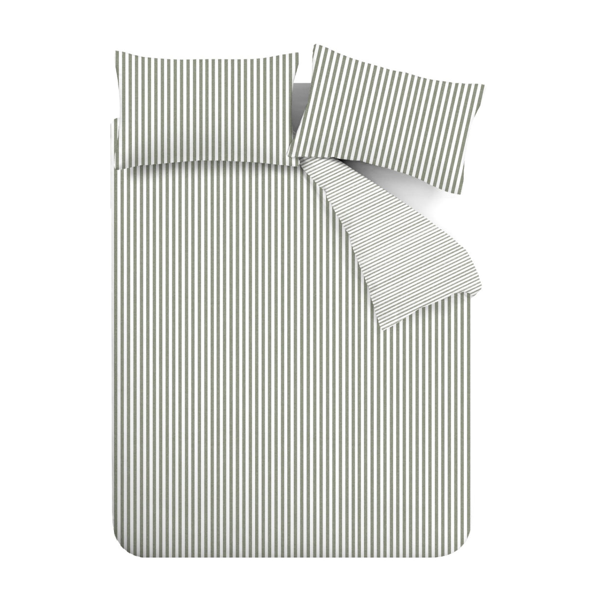 Stripe Green Duvet Set Brushed Cotton