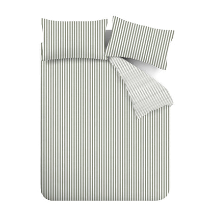Stripe Green Duvet Set Brushed Cotton