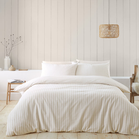 Stripe Natural Duvet Set Brushed Cotton