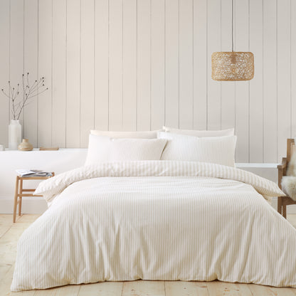 Stripe Natural Duvet Set Brushed Cotton
