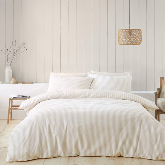 Stripe Natural Duvet Set Brushed Cotton