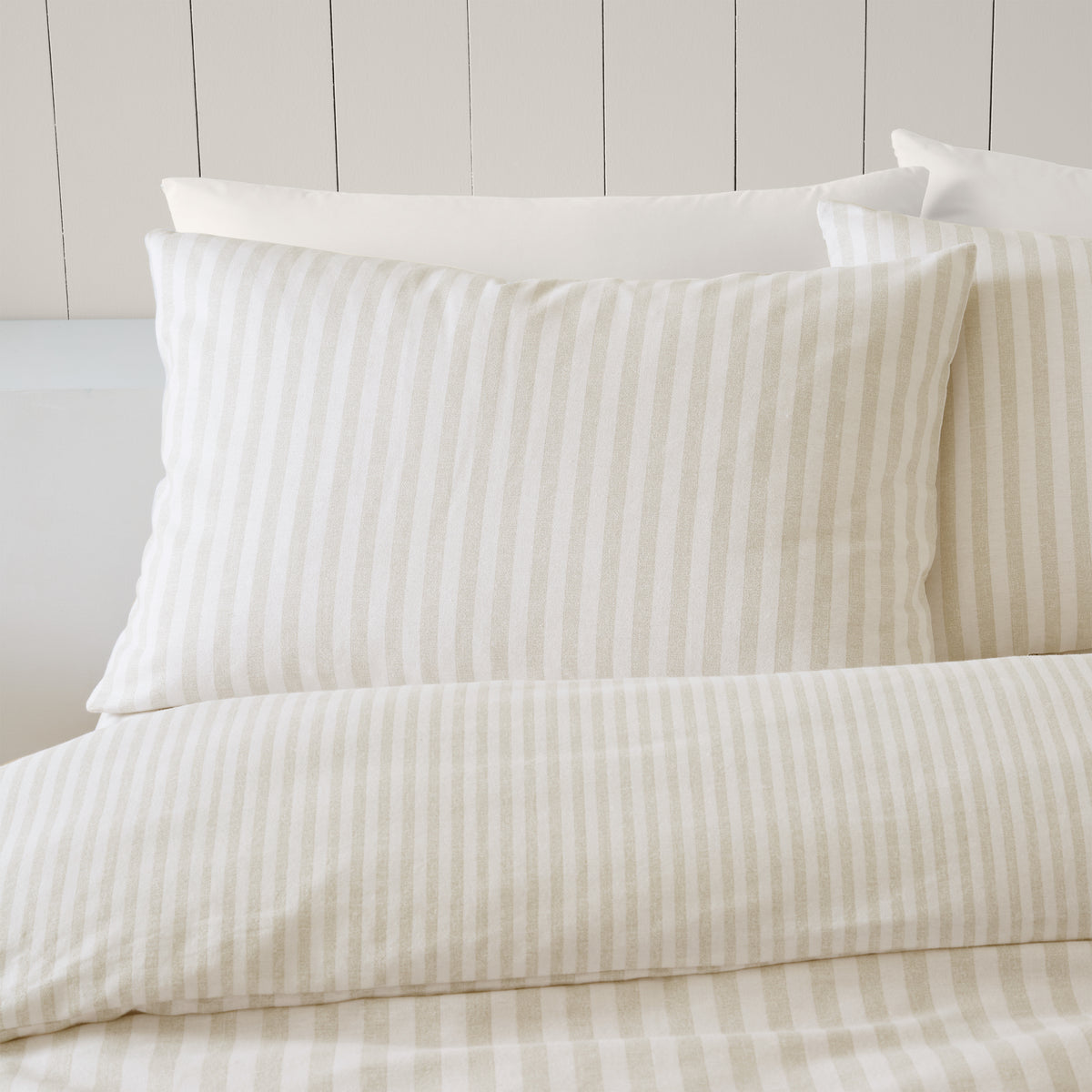 Stripe Natural Duvet Set Brushed Cotton
