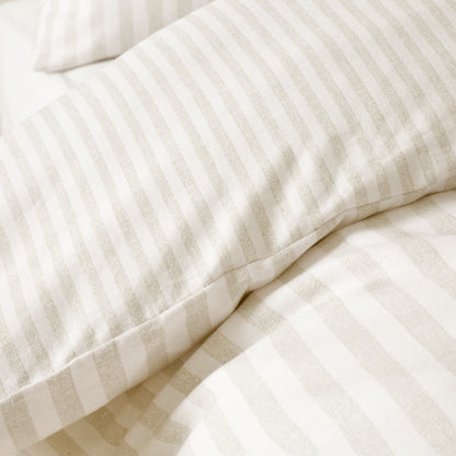 Stripe Natural Duvet Set Brushed Cotton