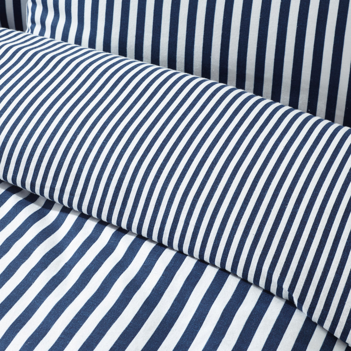 Stripe Navy Blue Duvet Set Brushed Cotton
