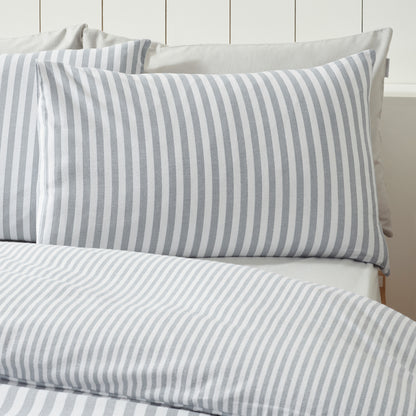 Stripe Silver Grey Duvet Set Brushed Cotton