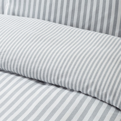 Stripe Silver Grey Duvet Set Brushed Cotton