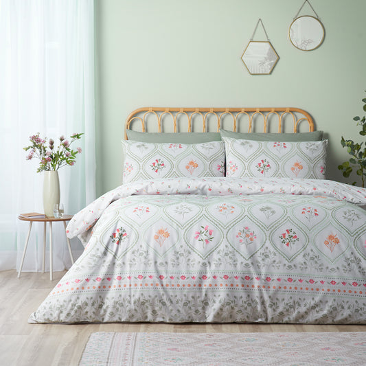 Cameo Floral Soft Green Duvet Set
