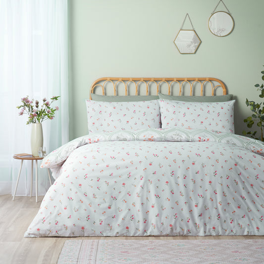 Cameo Floral Soft Green Duvet Set