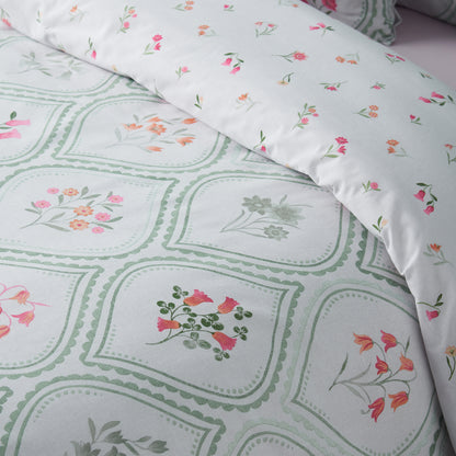 Cameo Floral Soft Green Duvet Set