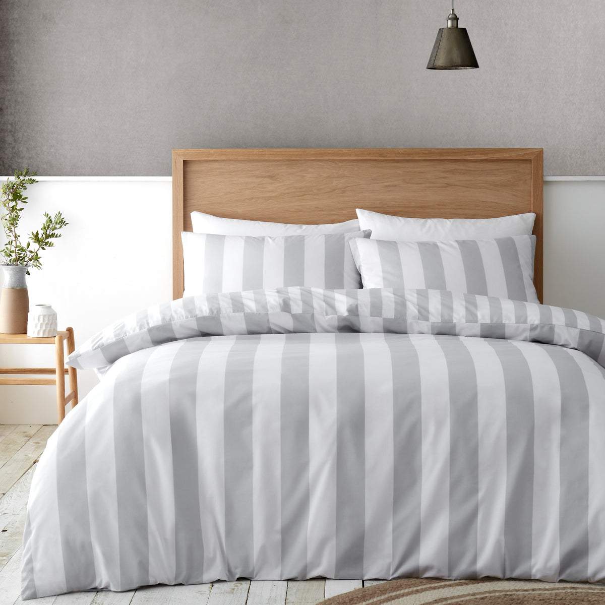 Cove Stripe Silver Grey Duvet Set