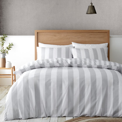 Cove Stripe Silver Grey Duvet Set