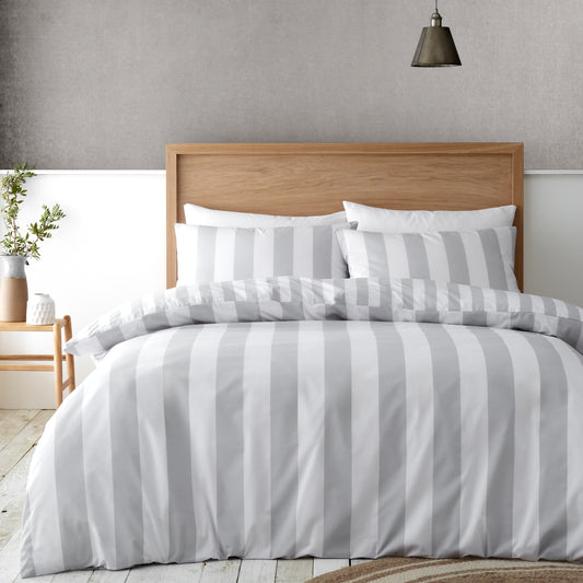 Cove Stripe Silver Grey Duvet Set