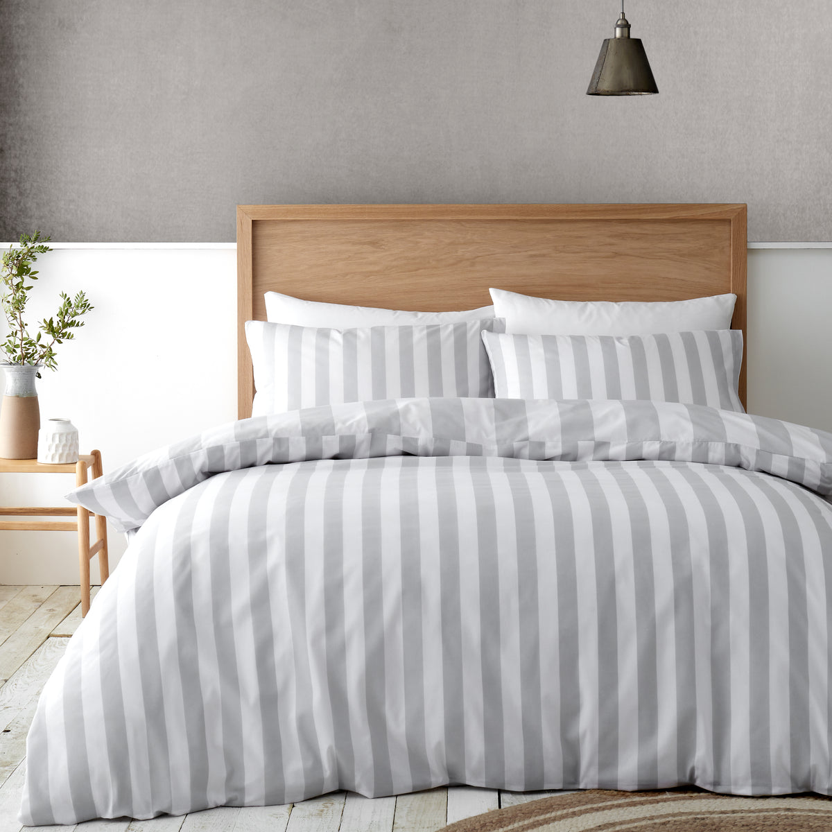 Cove Stripe Silver Grey Duvet Set