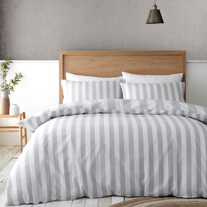 Cove Stripe Silver Grey Duvet Set