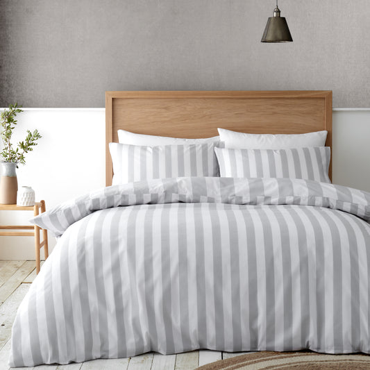 Cove Stripe Silver Grey Duvet Set