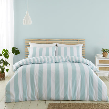 Cove Stripe Seafoam Blue Duvet Set