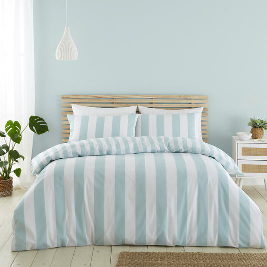Cove Stripe Seafoam Blue Duvet Set