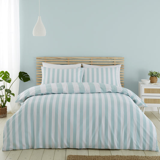 Cove Stripe Seafoam Blue Duvet Set