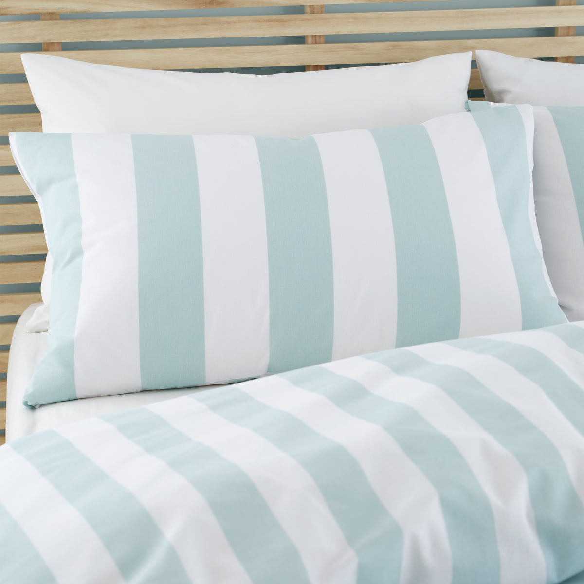 Cove Stripe Seafoam Blue Duvet Set