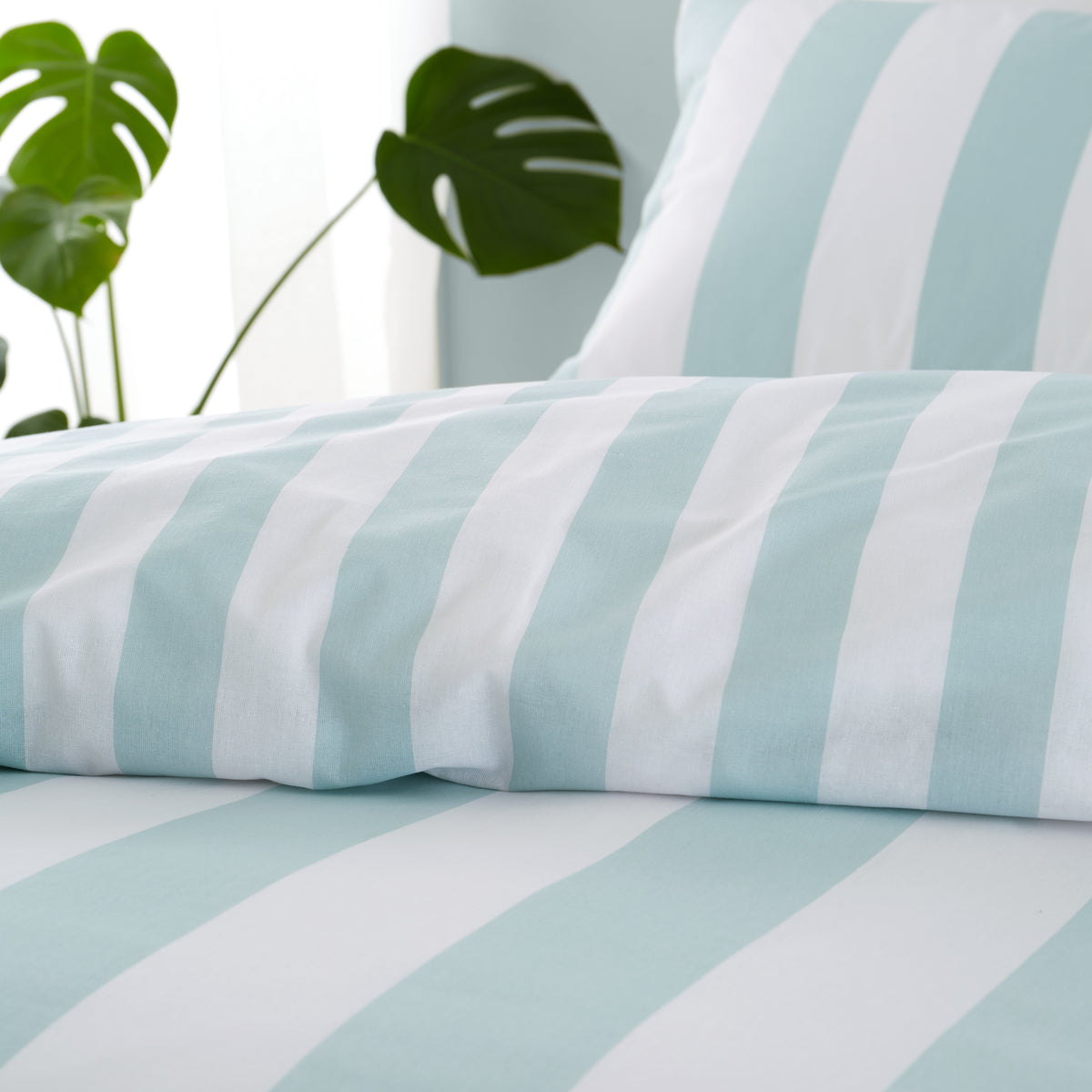 Cove Stripe Seafoam Blue Duvet Set