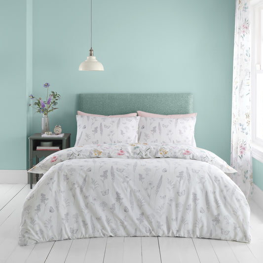 Emilia Floral White & Green Duvet Set