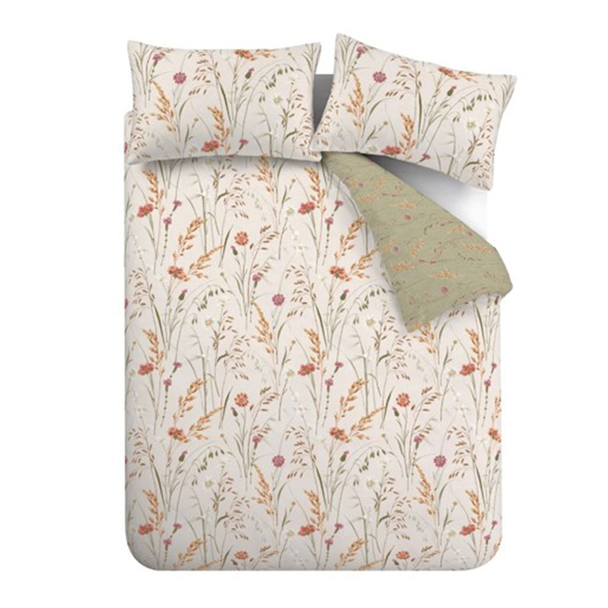 Grasmere Floral Green Duvet Set Brushed Cotton