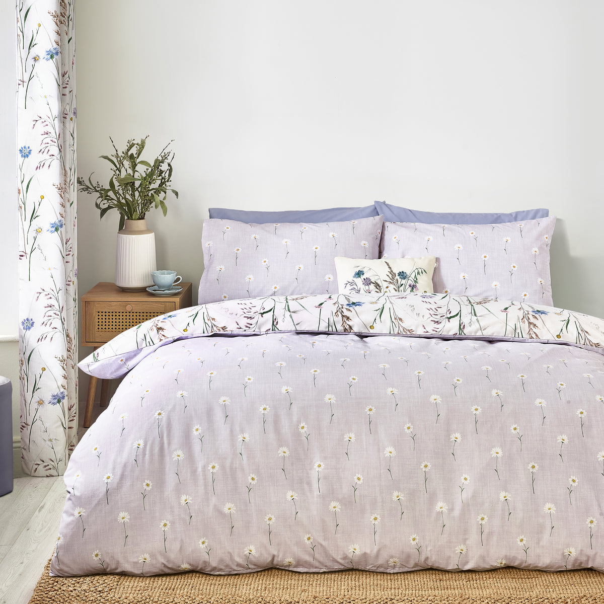 Brushed Grasmere Floral Lilac Duvet Set
