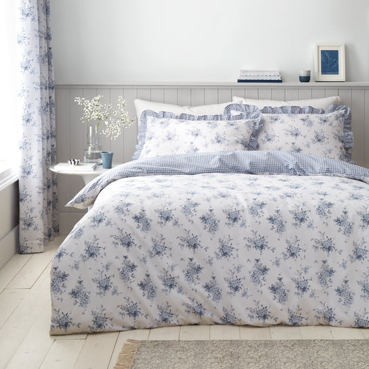 Lucie Floral Frill Blue Duvet Set