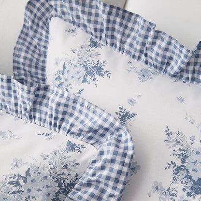 Lucie Floral Frill Blue Duvet Set