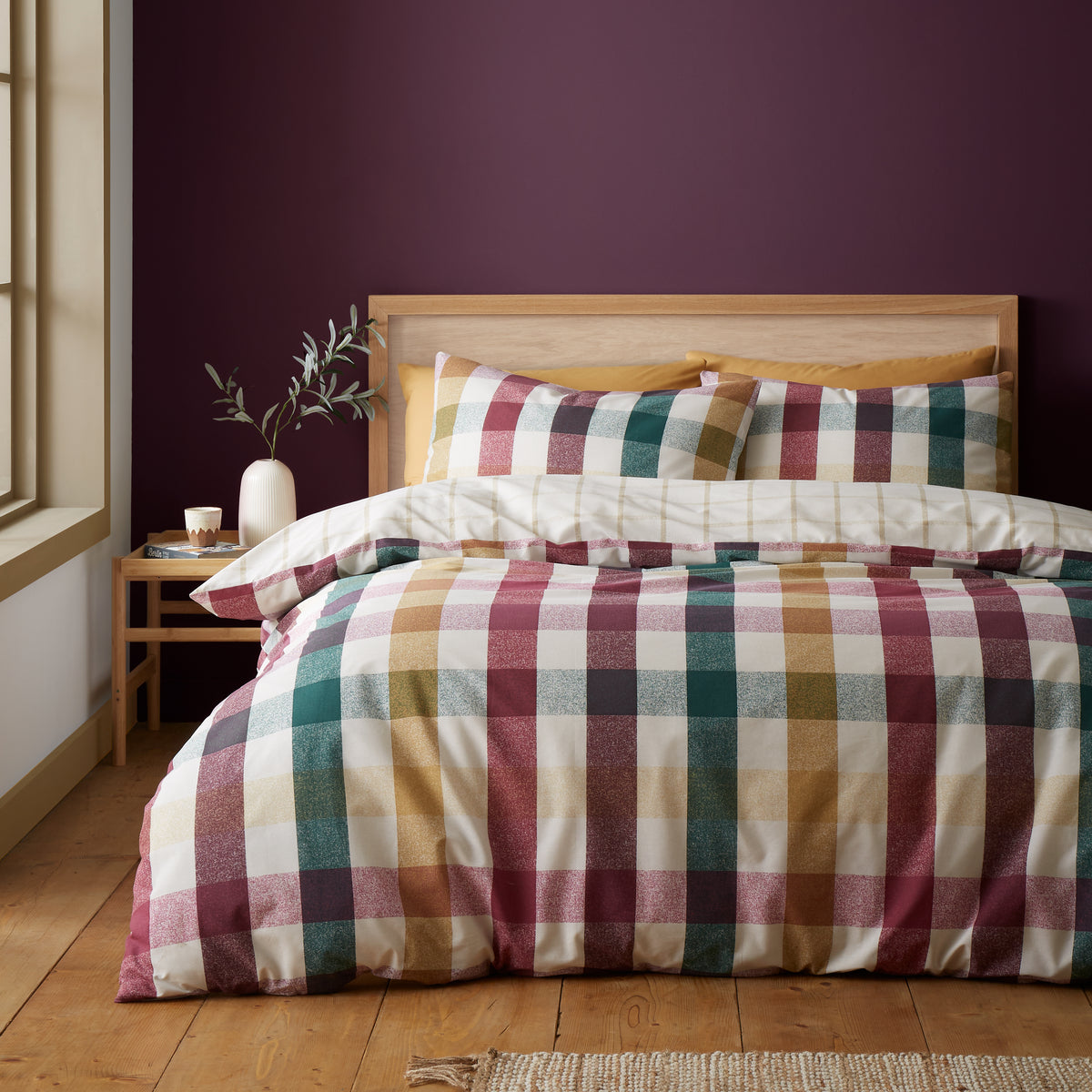 Autumn Check Plum Duvet Set