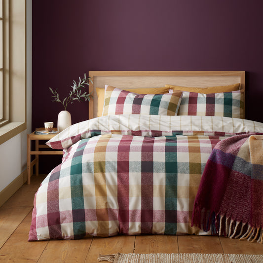 Autumn Check Plum Duvet Set
