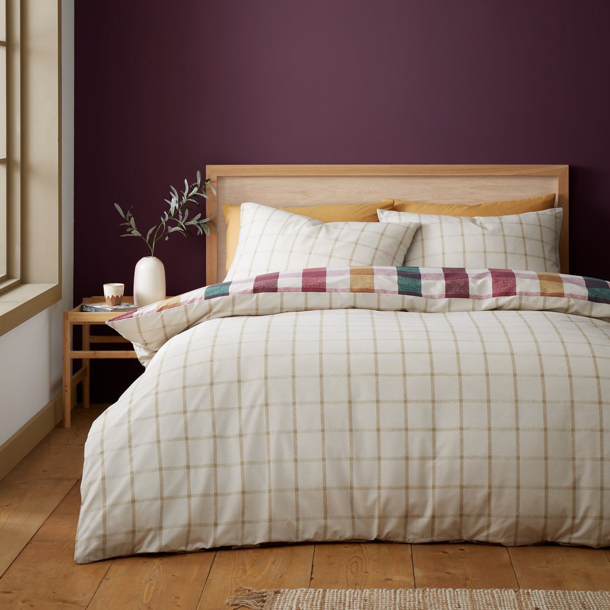 Autumn Check Plum Duvet Set