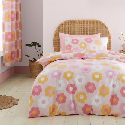 Retro Daisy Pink Duvet Set