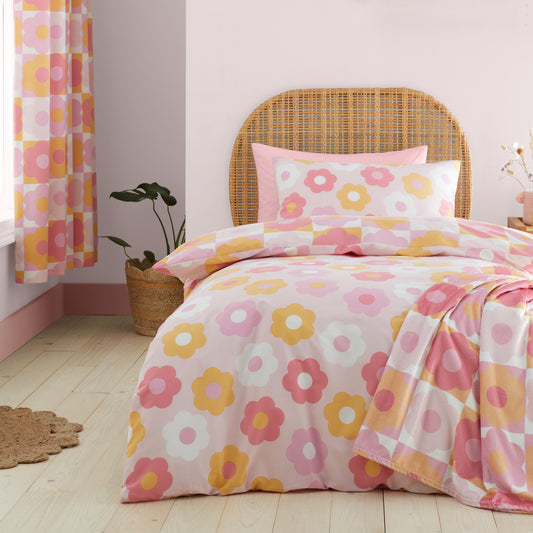 Retro Daisy Pink Duvet Set