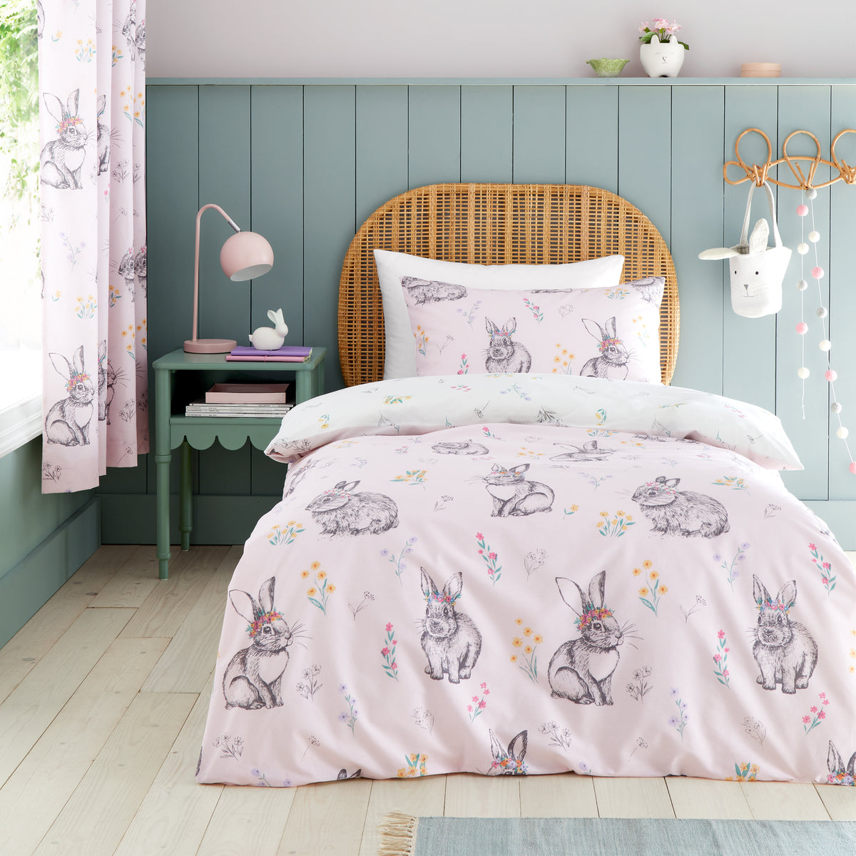 Bunny Tails Ditsy Flowers Pink Duvet Set