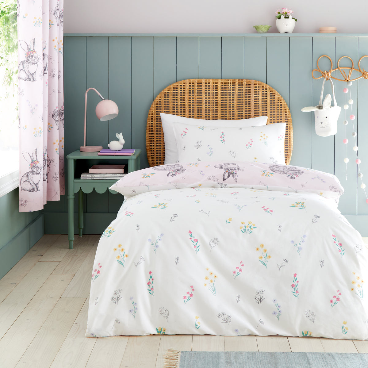 Bunny Tails Ditsy Flowers Pink Duvet Set