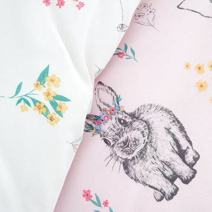 Bunny Tails Ditsy Flowers Pink Duvet Set