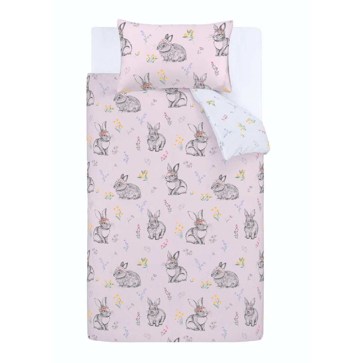 Bunny Tails Ditsy Flowers Pink Duvet Set
