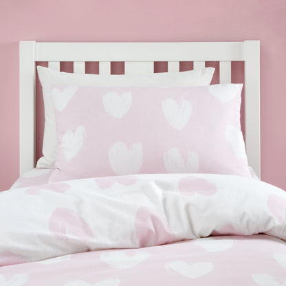 Hearts Pink Duvet Set Brushed Cotton