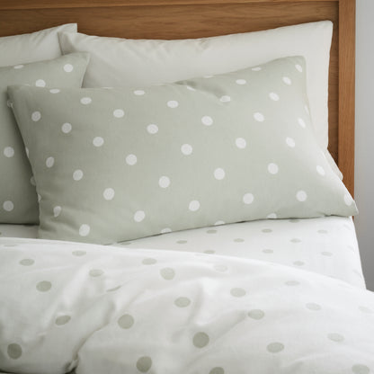 Polka Dot Green Duvet Set Brushed Cotton