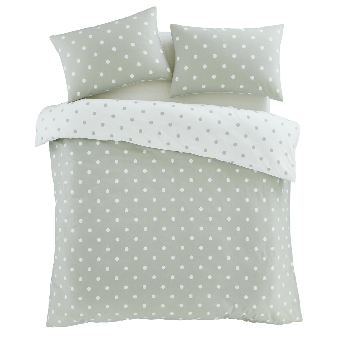 Polka Dot Green Duvet Set Brushed Cotton