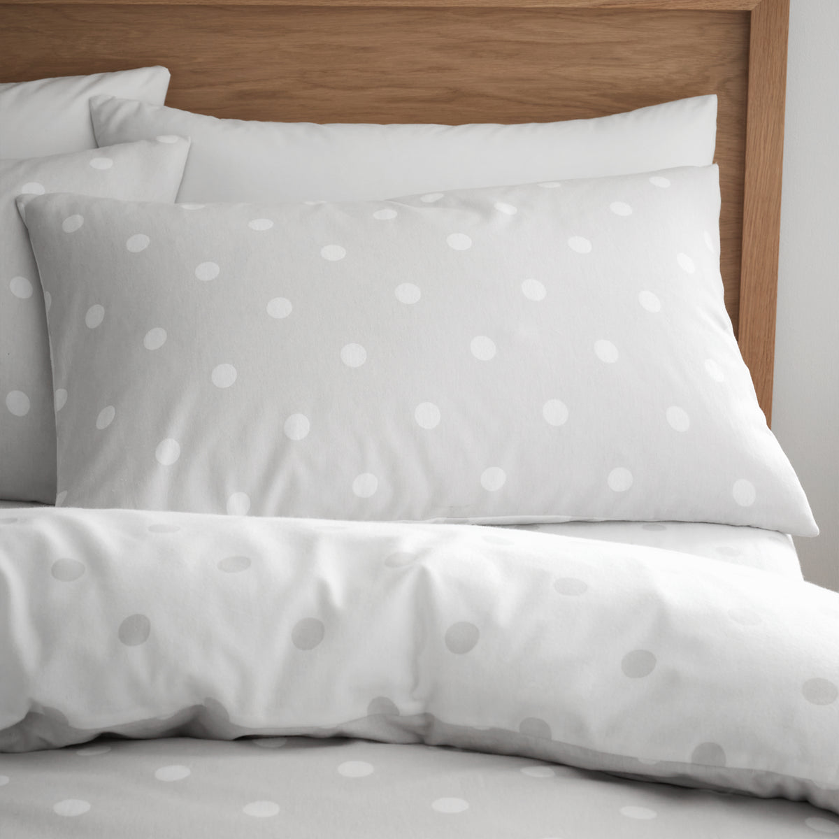 Polka Dot Grey Duvet Set Brushed Cotton