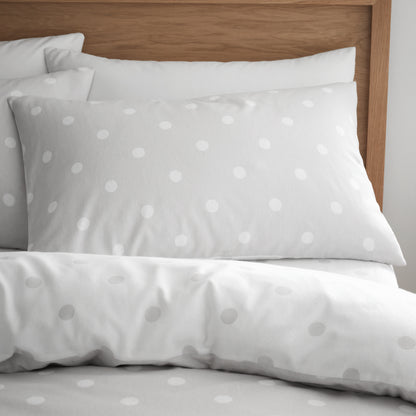 Polka Dot Grey Duvet Set Brushed Cotton