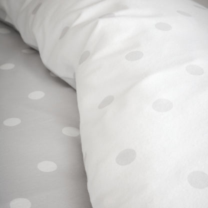 Polka Dot Grey Duvet Set Brushed Cotton