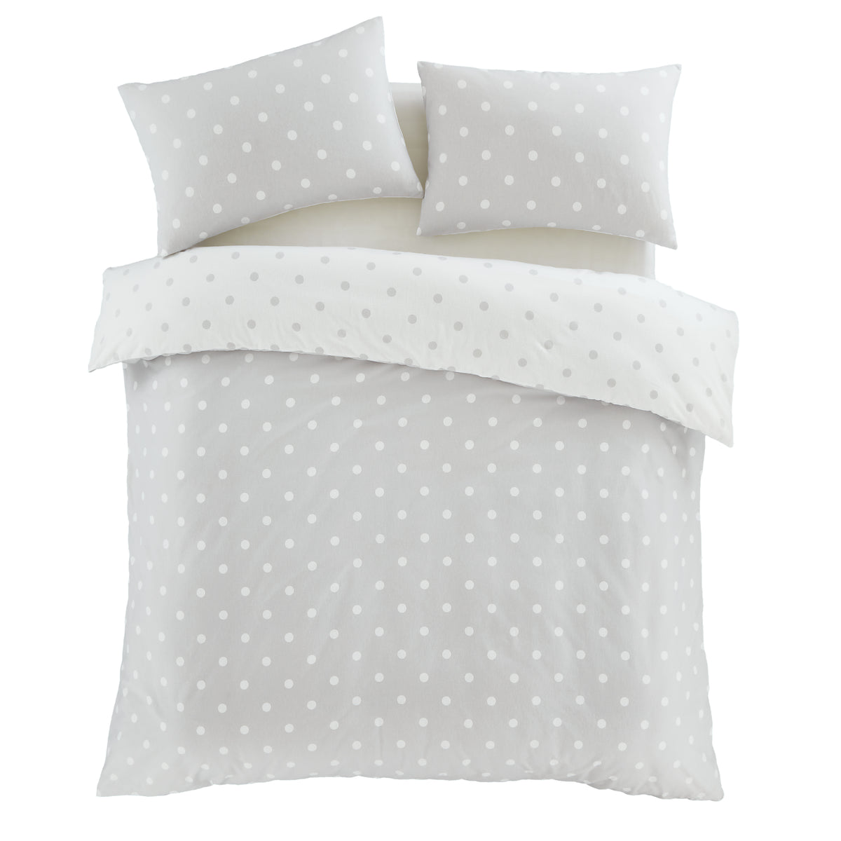 Polka Dot Grey Duvet Set Brushed Cotton